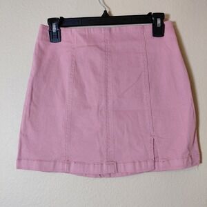 Iris‎ Juniors Size Small Mini Skirt Bubblegum Pink Denim Stretch High Waist